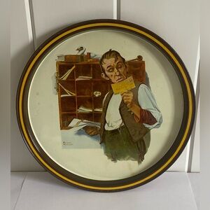 Norman Rockwell Collectors TRAY Vintage 1st Edition Postal 1976 country postman